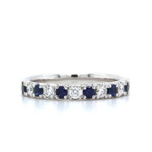 Platinum Shared Prong Sapphire and Diamond Band